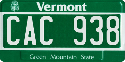 VT license plate CAC938