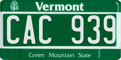 VT license plate CAC939