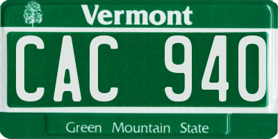 VT license plate CAC940