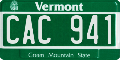 VT license plate CAC941
