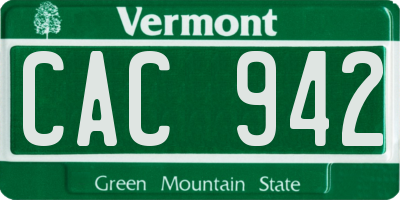 VT license plate CAC942