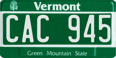 VT license plate CAC945