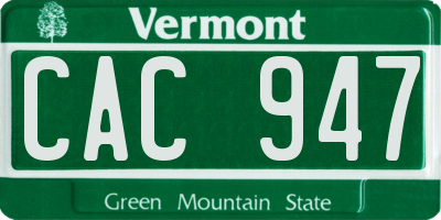 VT license plate CAC947