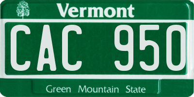 VT license plate CAC950