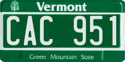 VT license plate CAC951