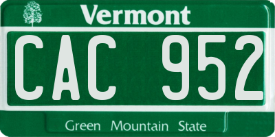 VT license plate CAC952