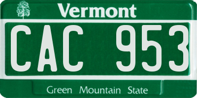 VT license plate CAC953