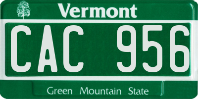 VT license plate CAC956