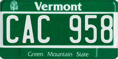 VT license plate CAC958