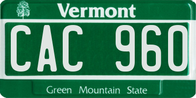 VT license plate CAC960