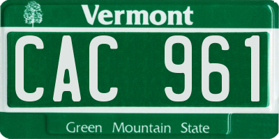 VT license plate CAC961