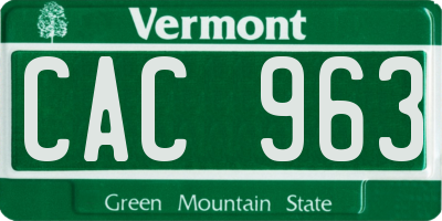 VT license plate CAC963