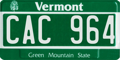 VT license plate CAC964