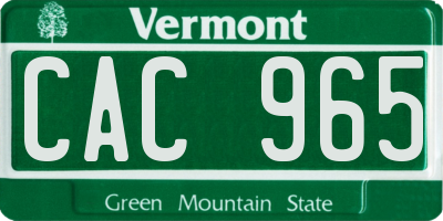 VT license plate CAC965