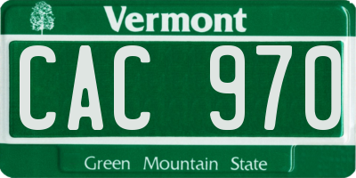 VT license plate CAC970