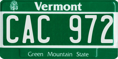 VT license plate CAC972
