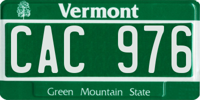 VT license plate CAC976