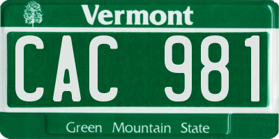 VT license plate CAC981