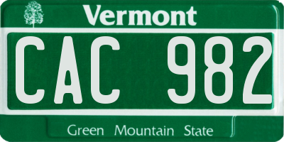 VT license plate CAC982