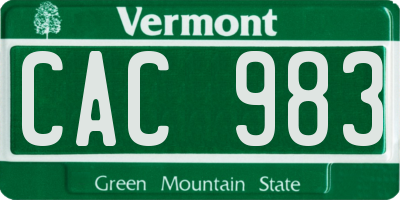 VT license plate CAC983