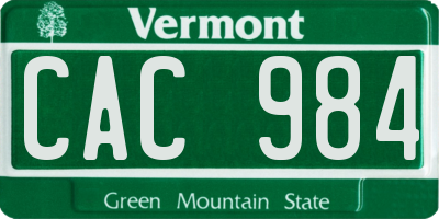 VT license plate CAC984