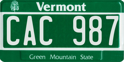 VT license plate CAC987