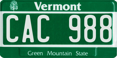 VT license plate CAC988