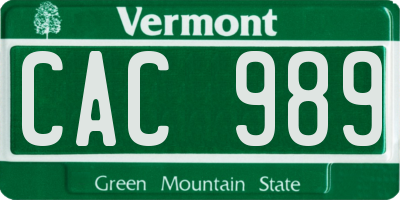 VT license plate CAC989