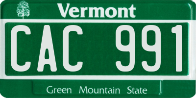 VT license plate CAC991