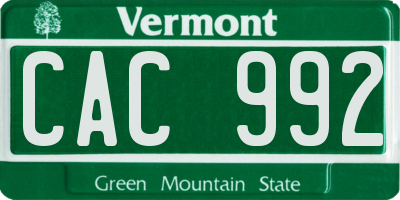 VT license plate CAC992