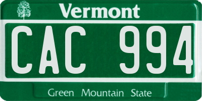 VT license plate CAC994
