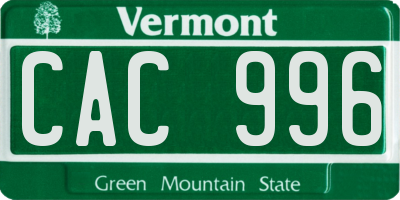 VT license plate CAC996
