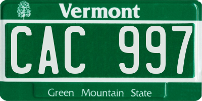 VT license plate CAC997