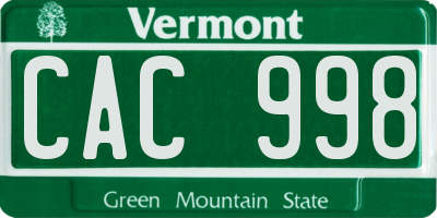 VT license plate CAC998