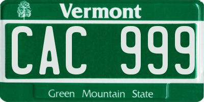 VT license plate CAC999
