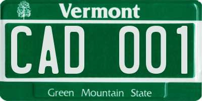 VT license plate CAD001