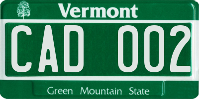 VT license plate CAD002