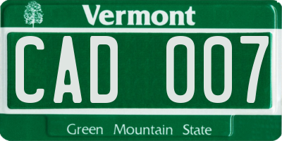 VT license plate CAD007