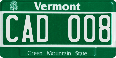 VT license plate CAD008