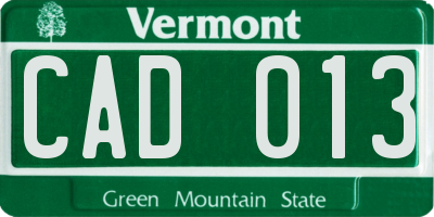 VT license plate CAD013