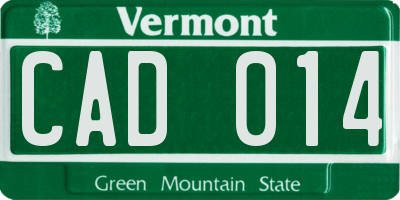 VT license plate CAD014