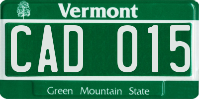 VT license plate CAD015