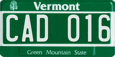 VT license plate CAD016