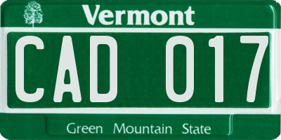VT license plate CAD017