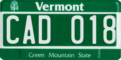 VT license plate CAD018