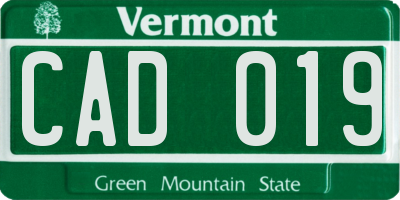 VT license plate CAD019