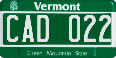 VT license plate CAD022