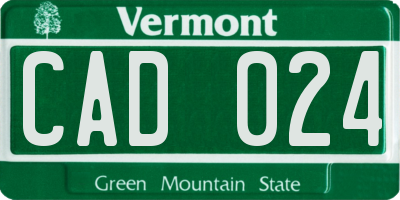 VT license plate CAD024