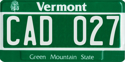 VT license plate CAD027