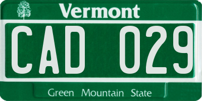 VT license plate CAD029